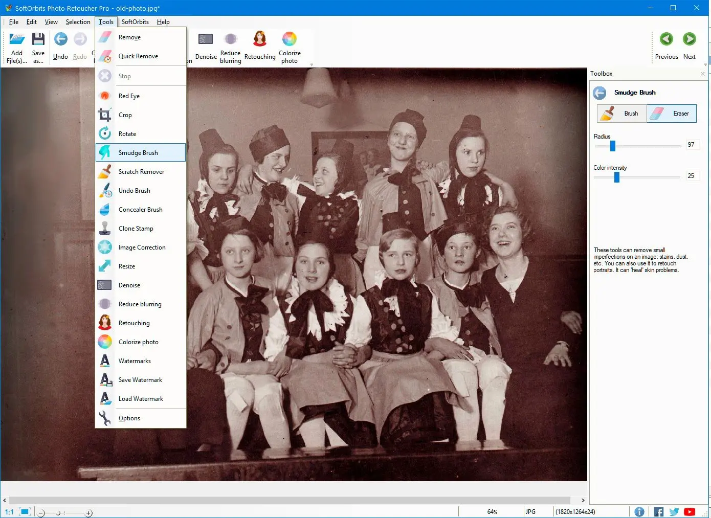 Wybierz Narzędzie Rozmazywanie..