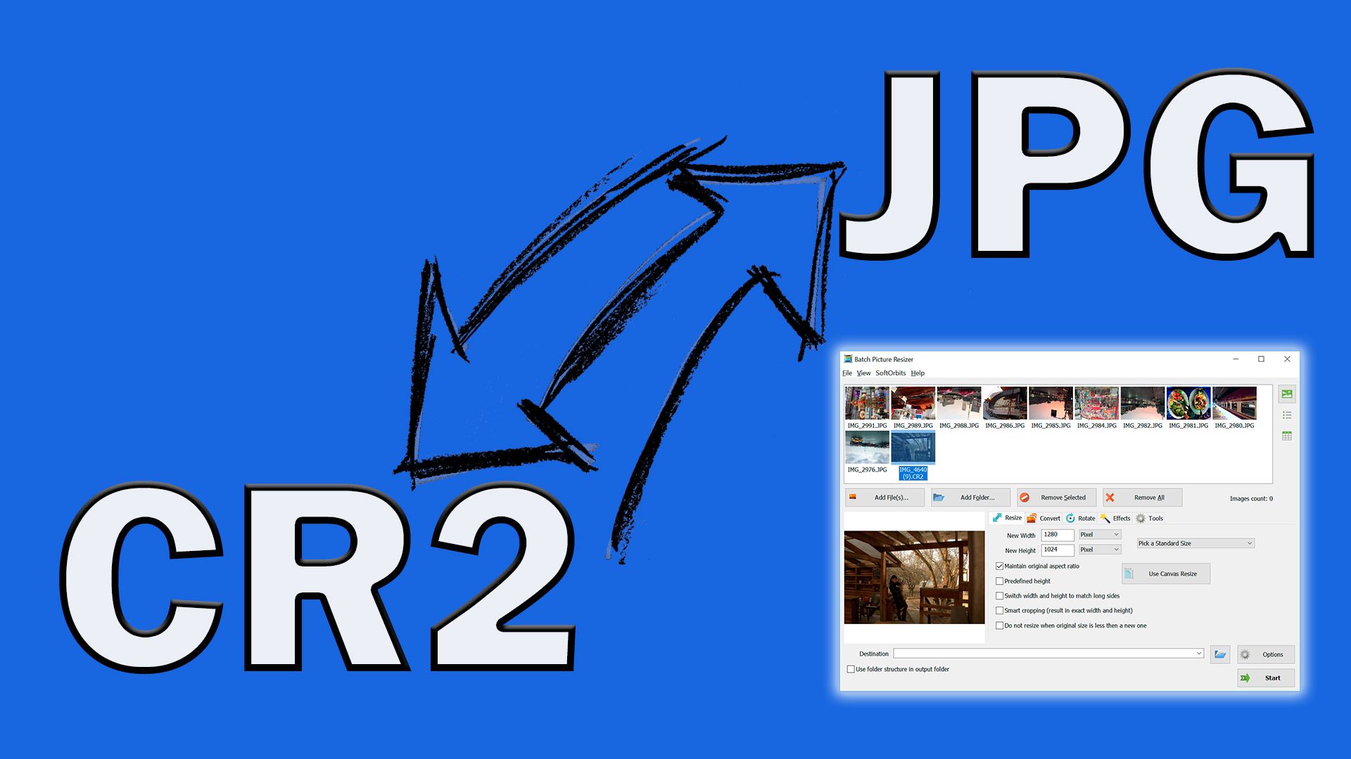 Przekształcić CR2 na JPG..