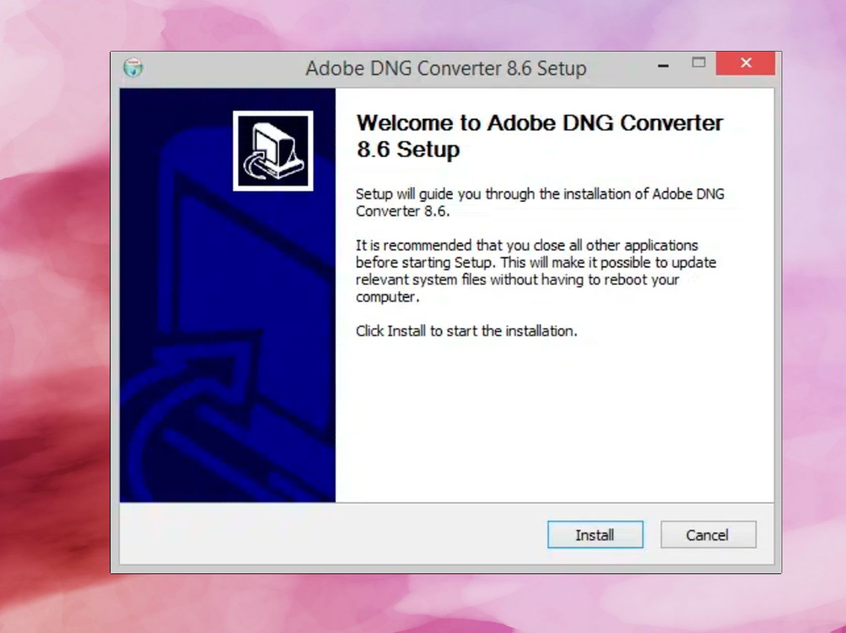 Zainstaluj Adobe DNG Converter..