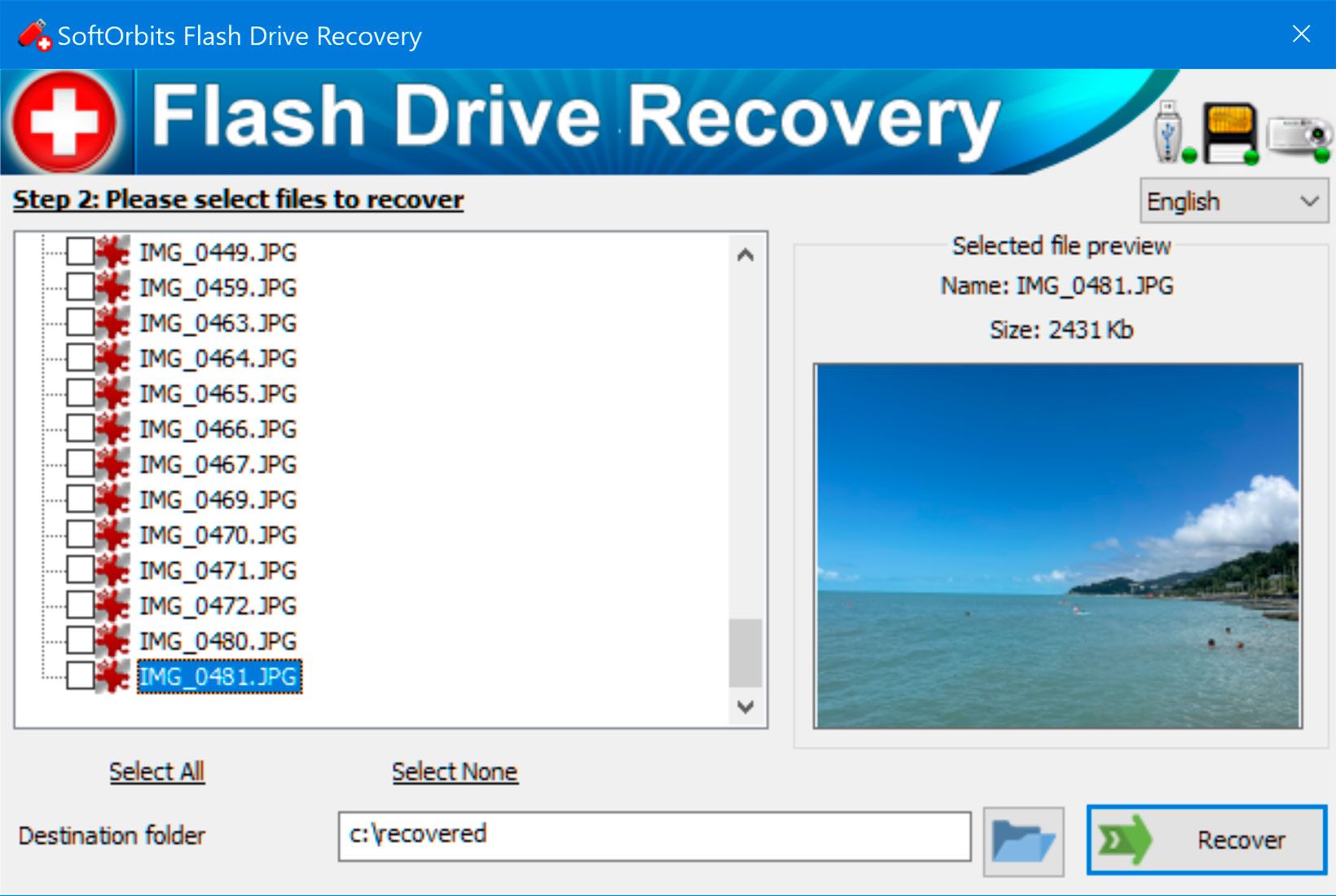 SoftOrbits Flash Drive Recovery Zrzut ekranu.