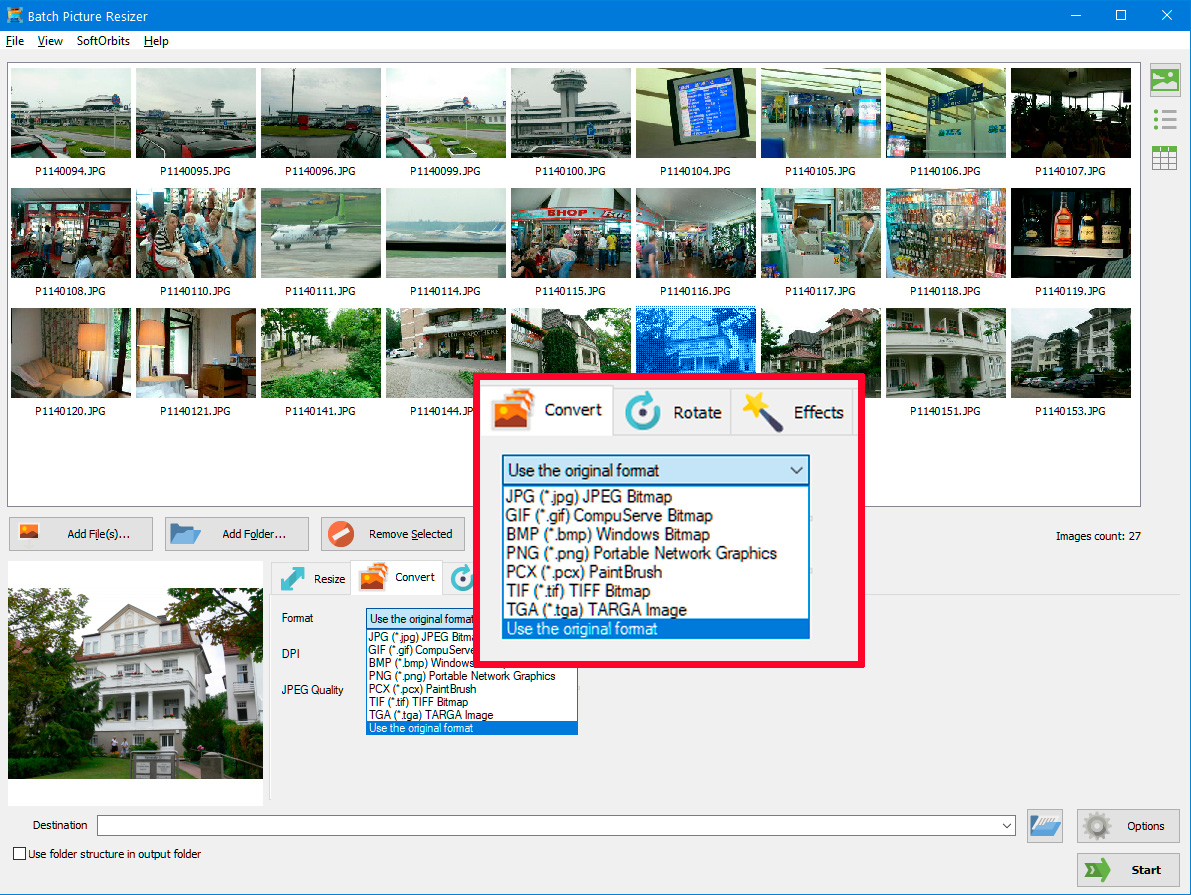 Wybierz format wyjściowy.