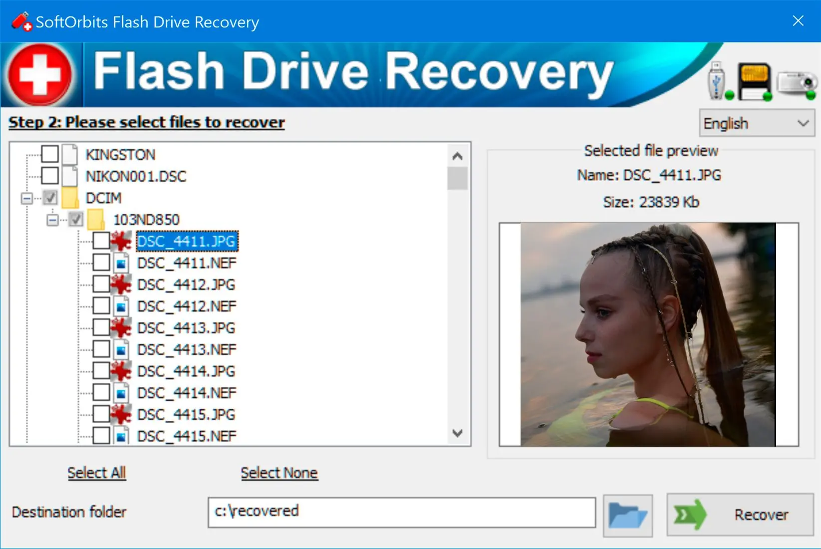 SoftOrbits Flash Drive Recovery Zrzut ekranu.