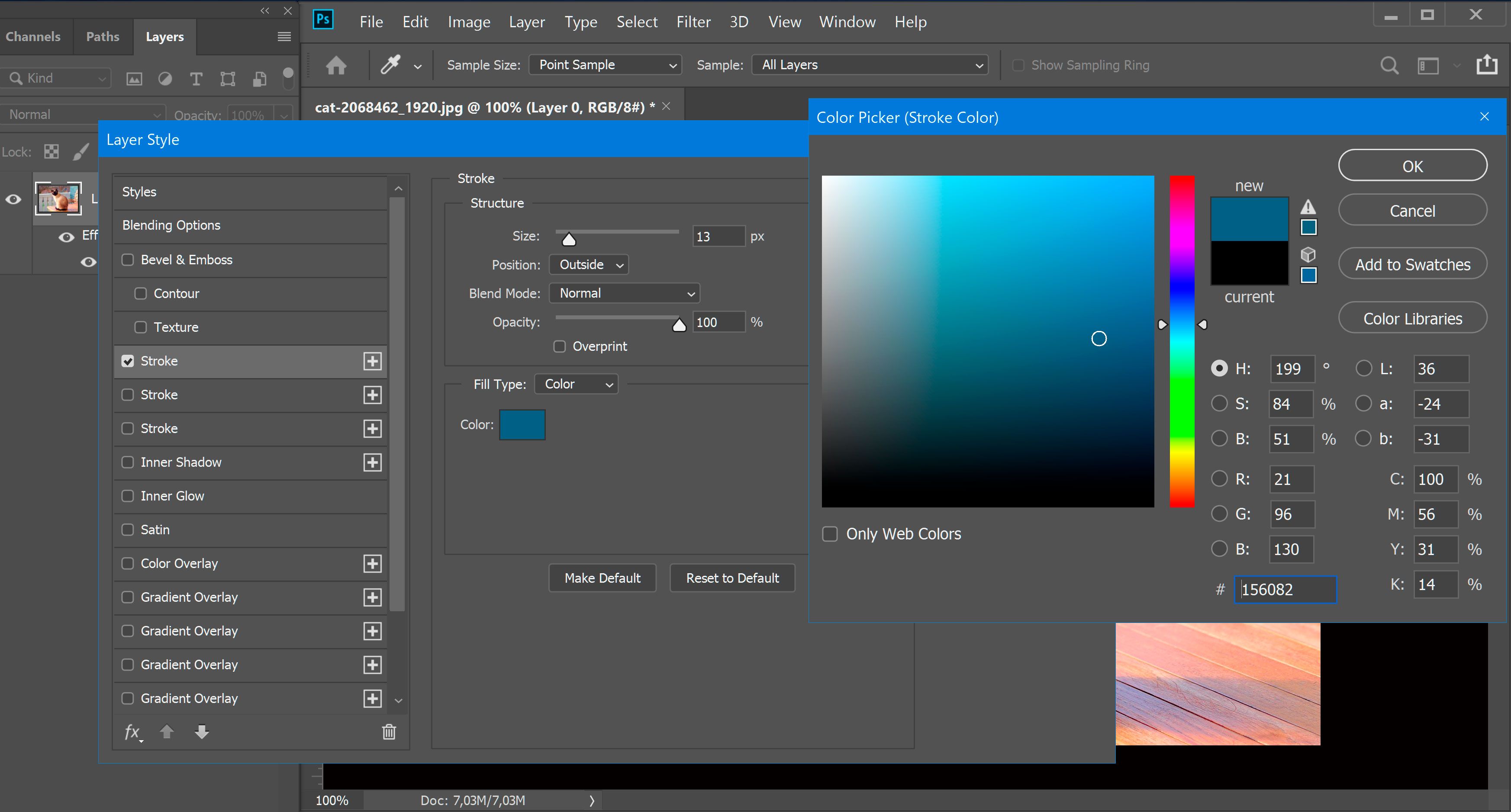 Schemat kolorów dla konturu w programie Photoshop..