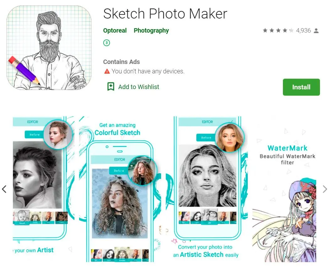 Aplikacja Optoreal Sketch Maker..