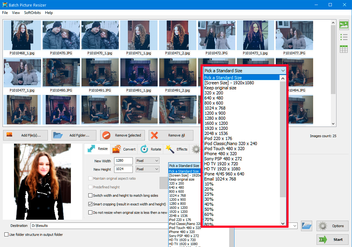 Wybierz rozmiar obrazu.