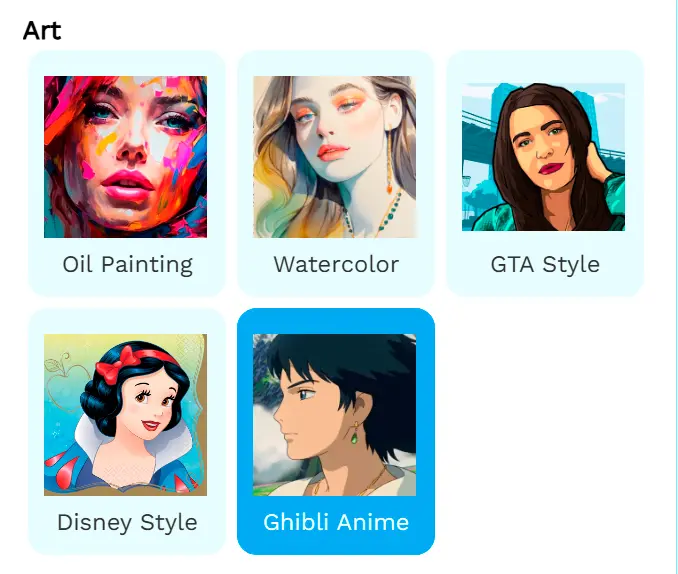 Wybierz Ustawienie Ghibli.