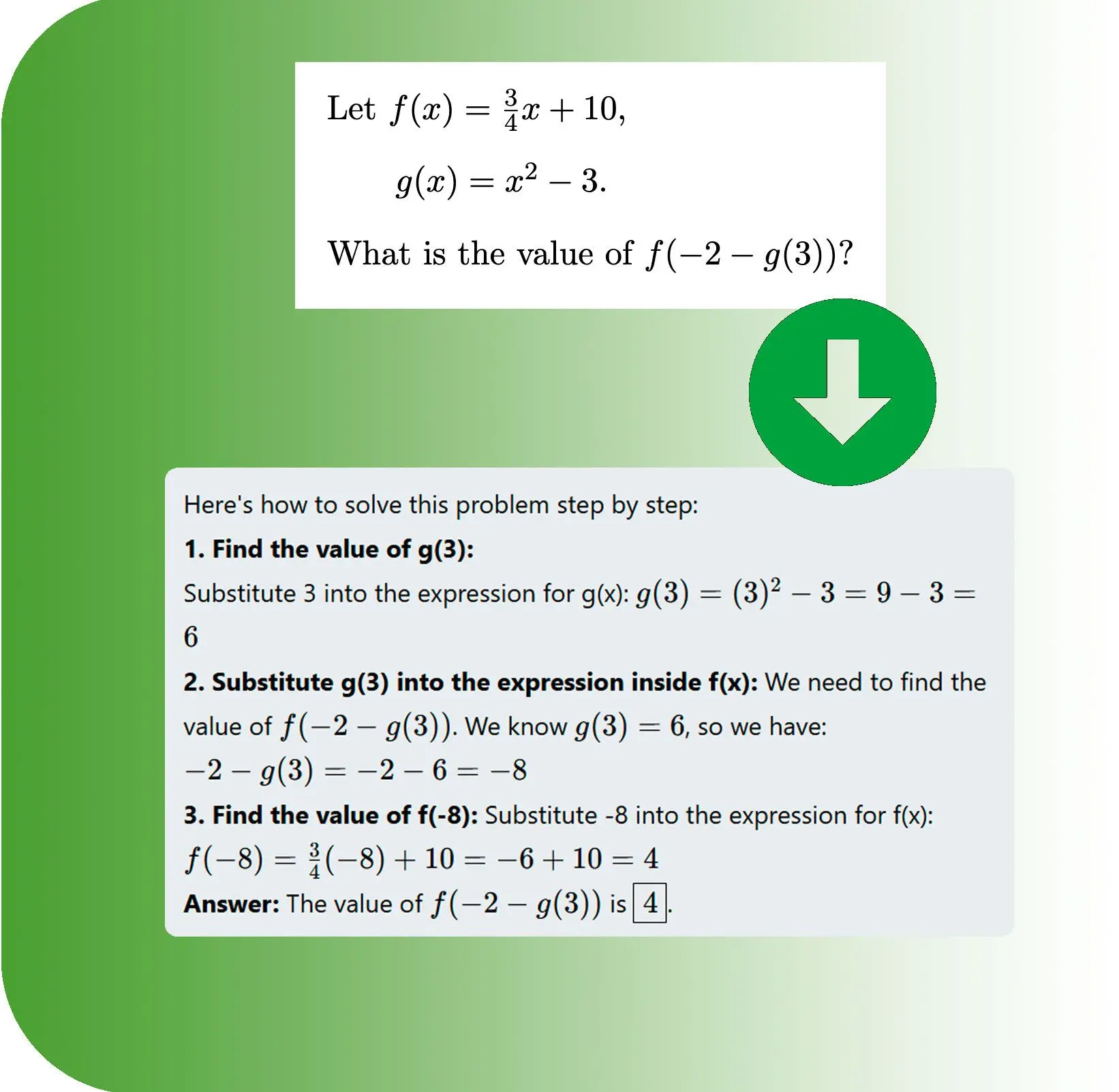 Rozwiązanie matematyczne krok po kroku.