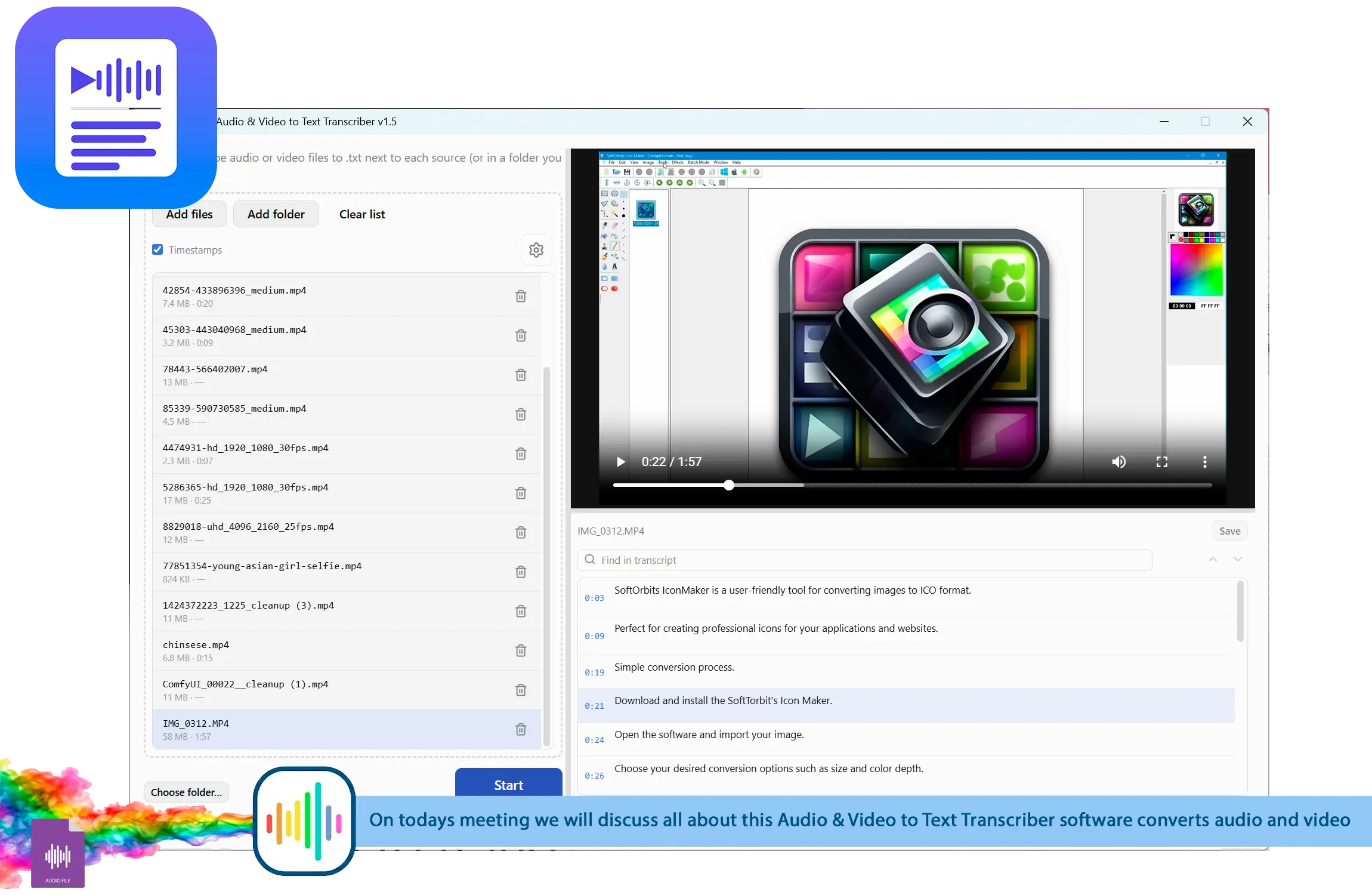 TranscribeIt: Audio & Video to Text Transcriber Zrzut ekranu.