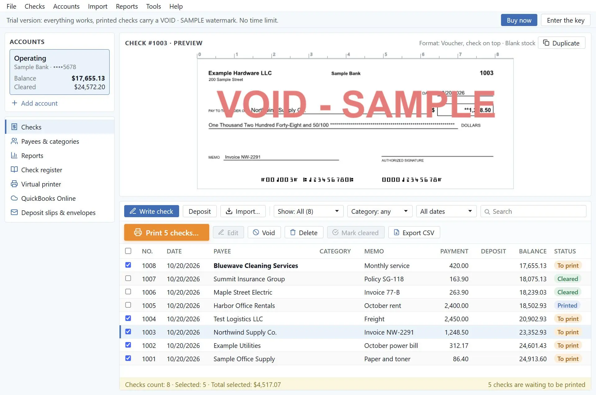 CheckSprint - Check Printing Software for Payroll, Personal, Business Zrzut ekranu.