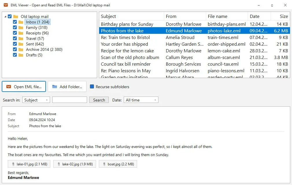 EML Viewer - Open and Read EML Files Zrzut ekranu.