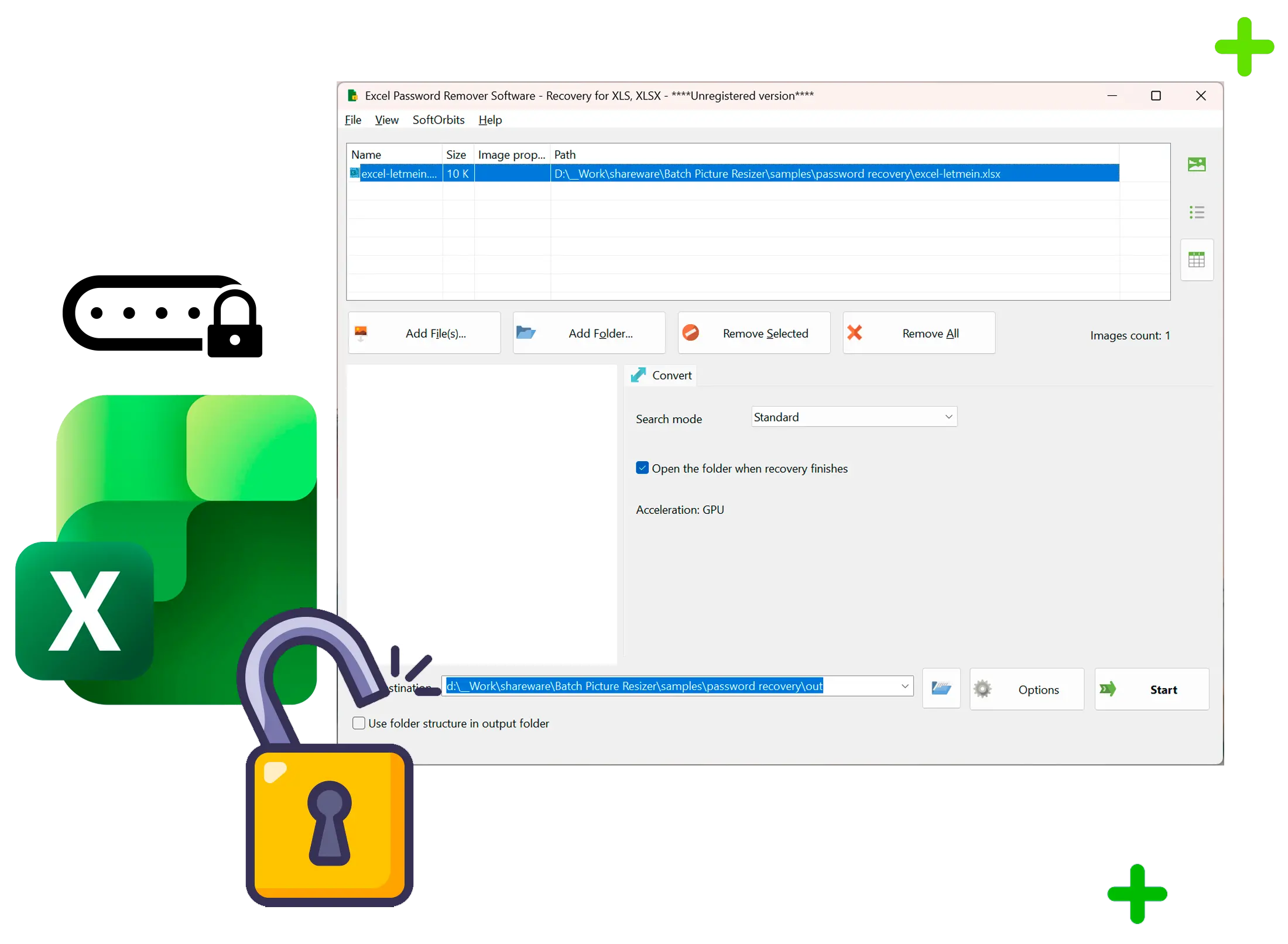 Excel Password Recovery Zrzut ekranu.