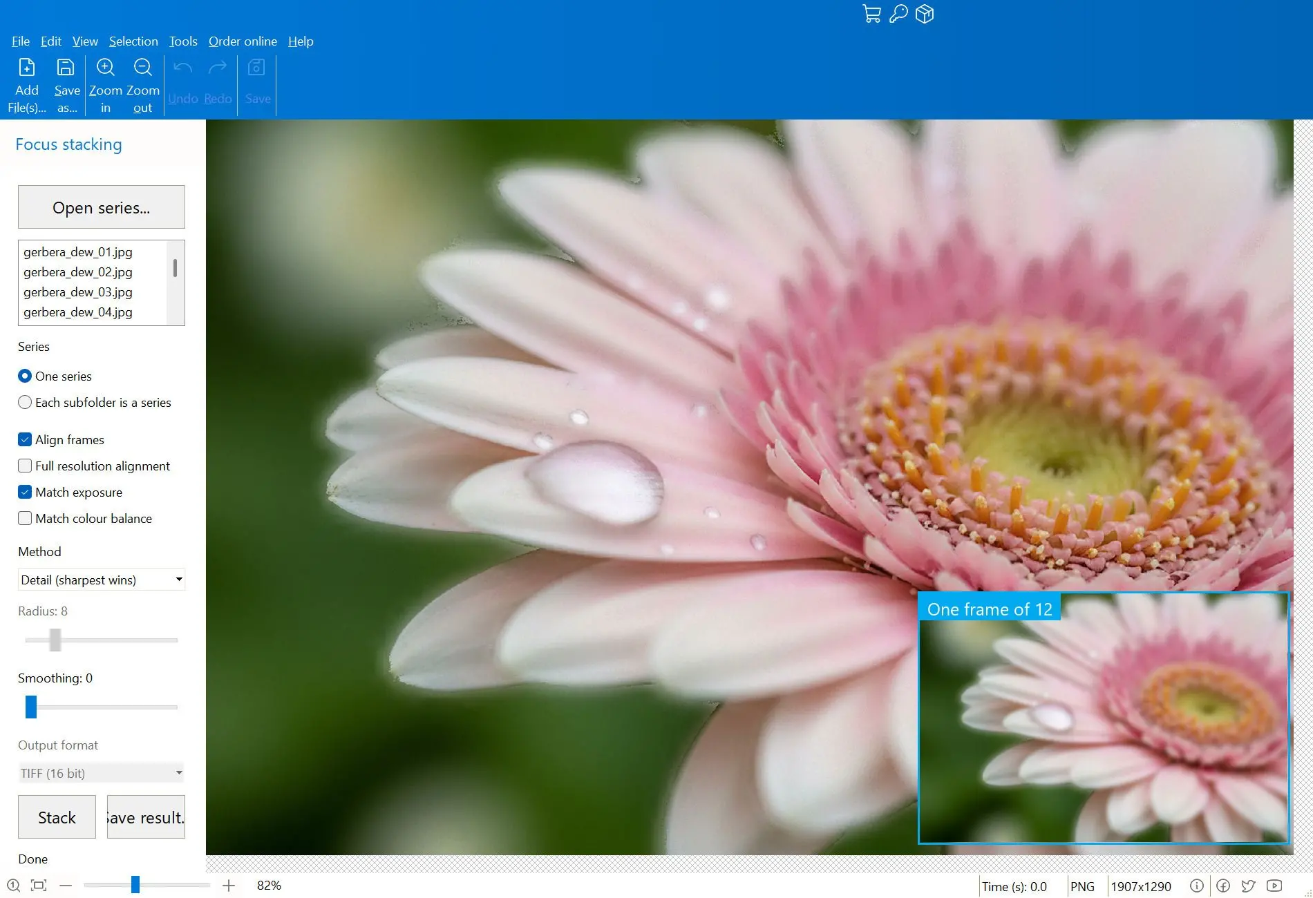 Focus Stacking Software Zrzut ekranu.