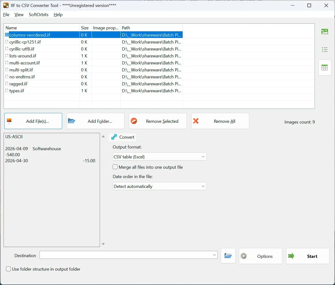 QIF to QBO Converter Zrzut ekranu.
