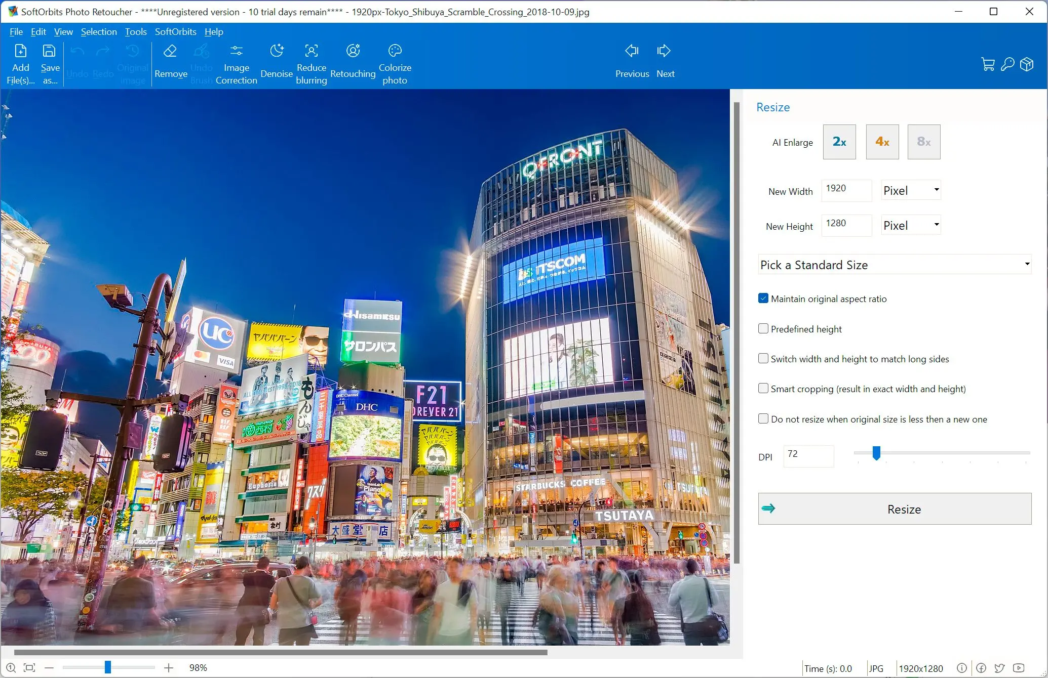 SoftOrbits Photo Retoucher: Zrzut ekranu.