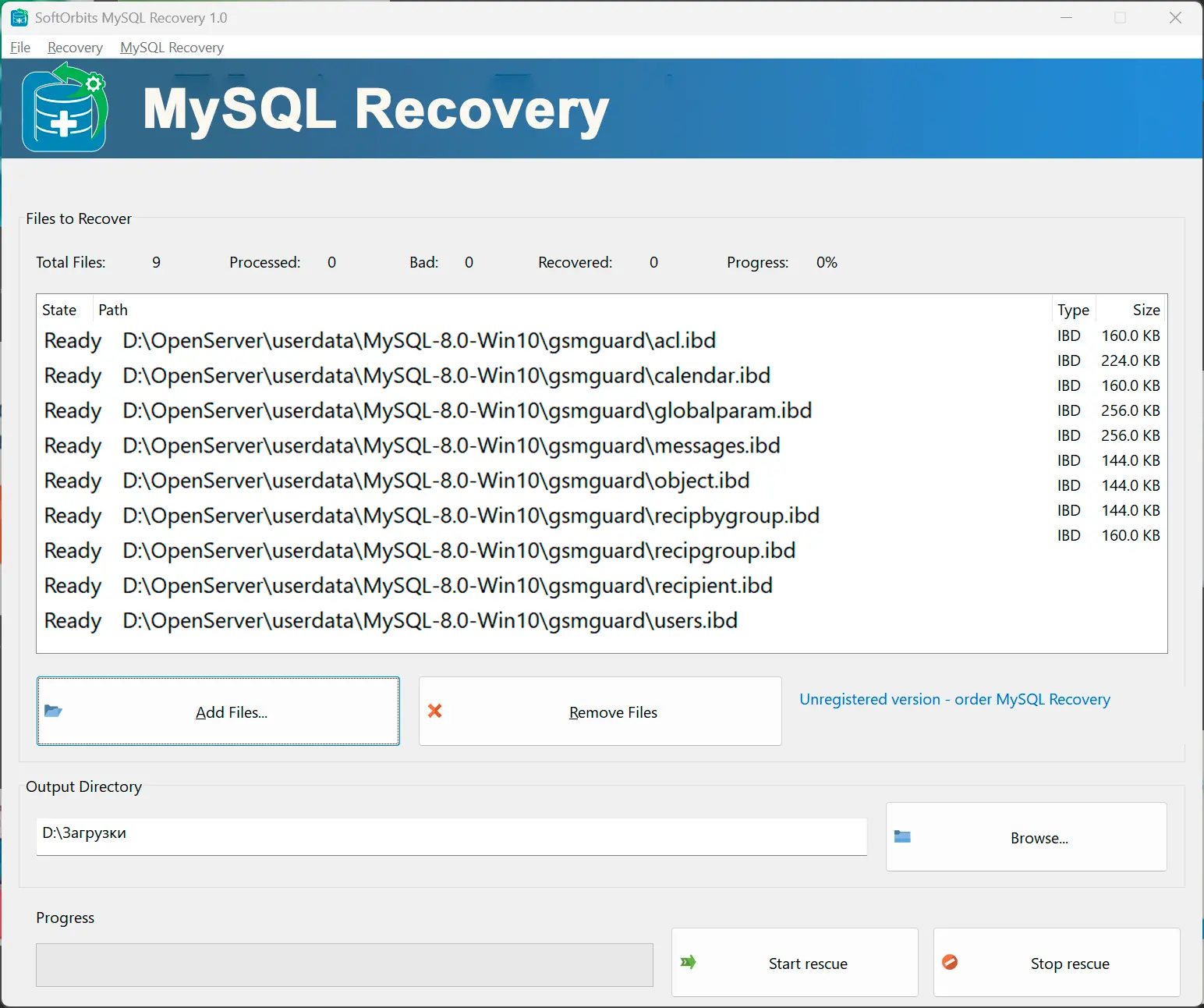 Dodaj Pliki Bazy Danych.