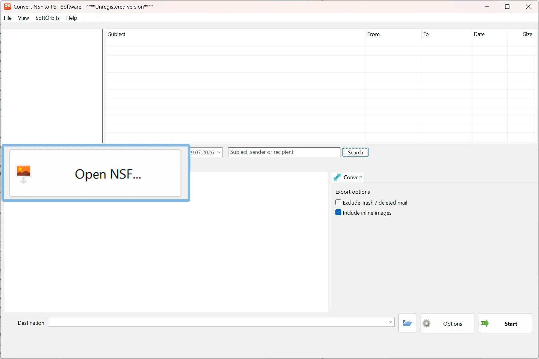 Otwórz bazę danych Lotus Notes.