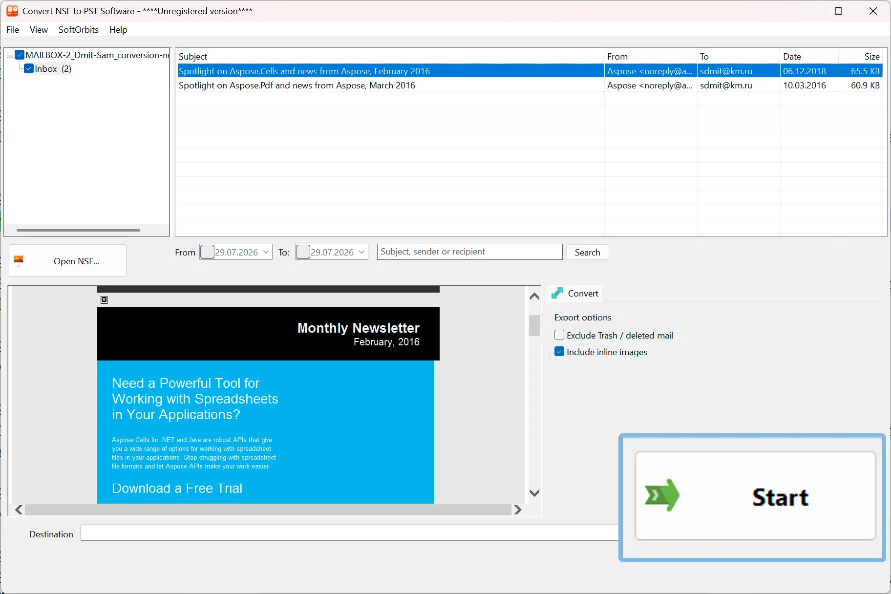 Zapisz plik PST i otwórz go w programie Outlook.