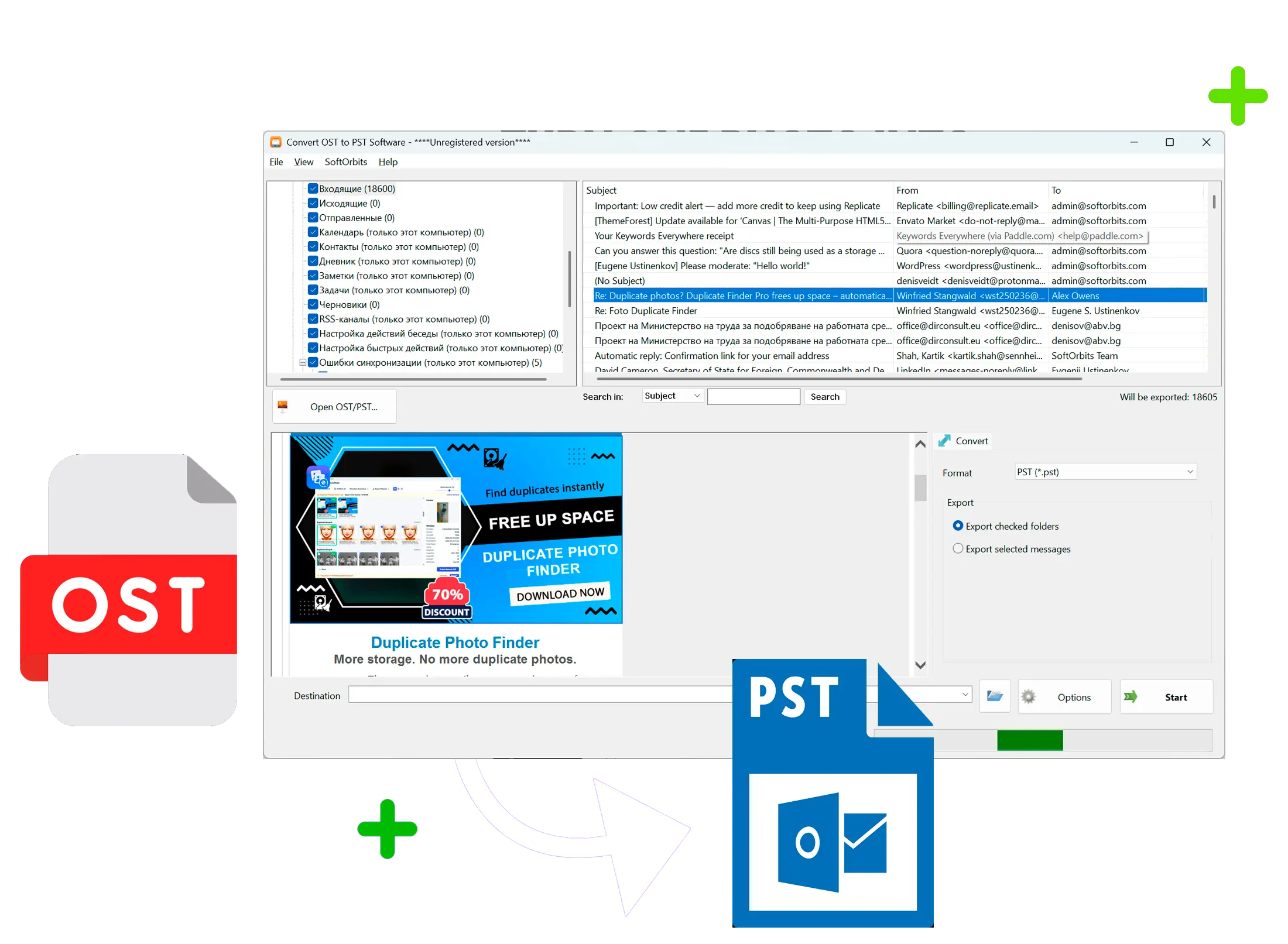 OST to PST Converter Tool Zrzut ekranu.