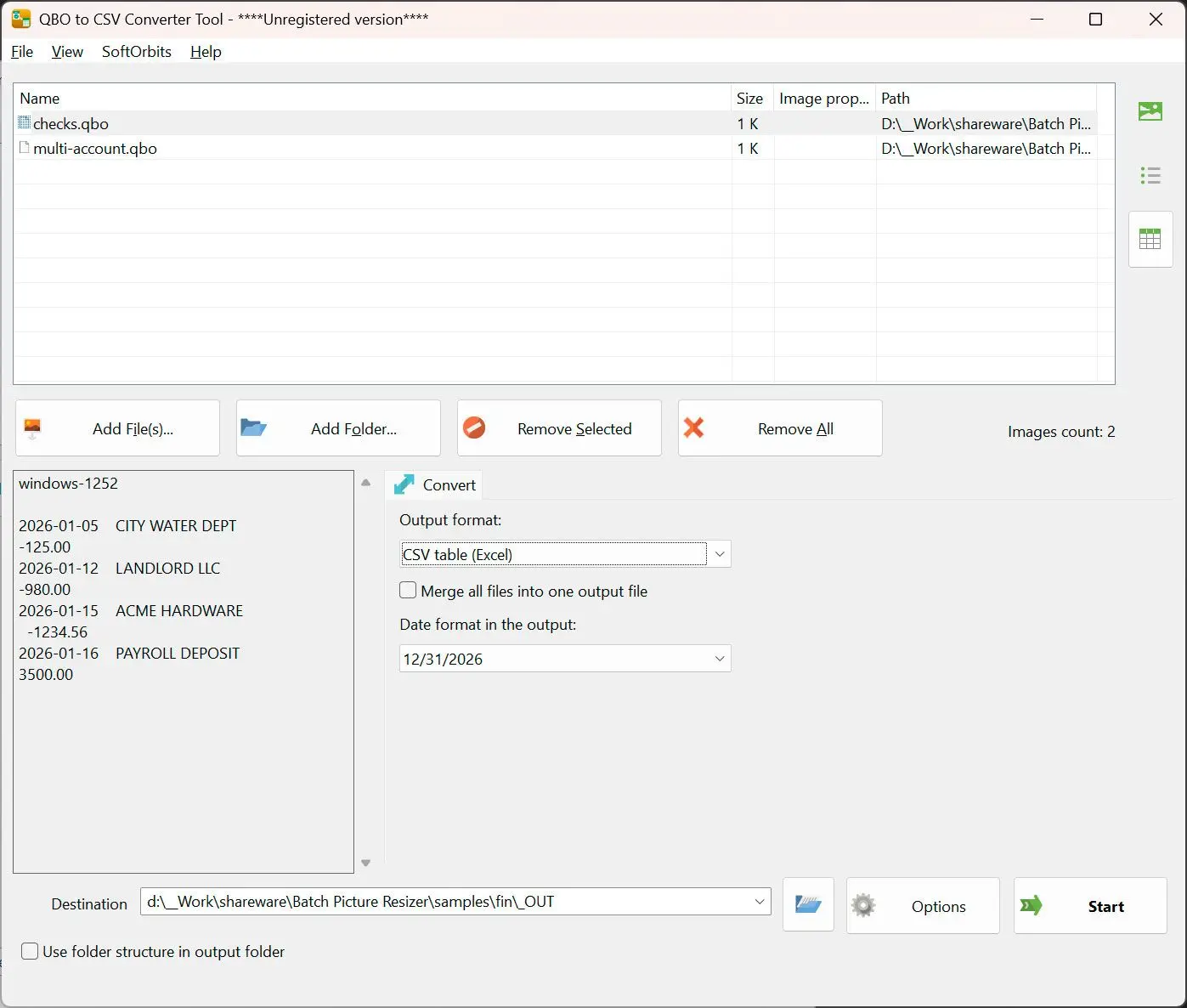QBO to PDF Converter Zrzut ekranu.