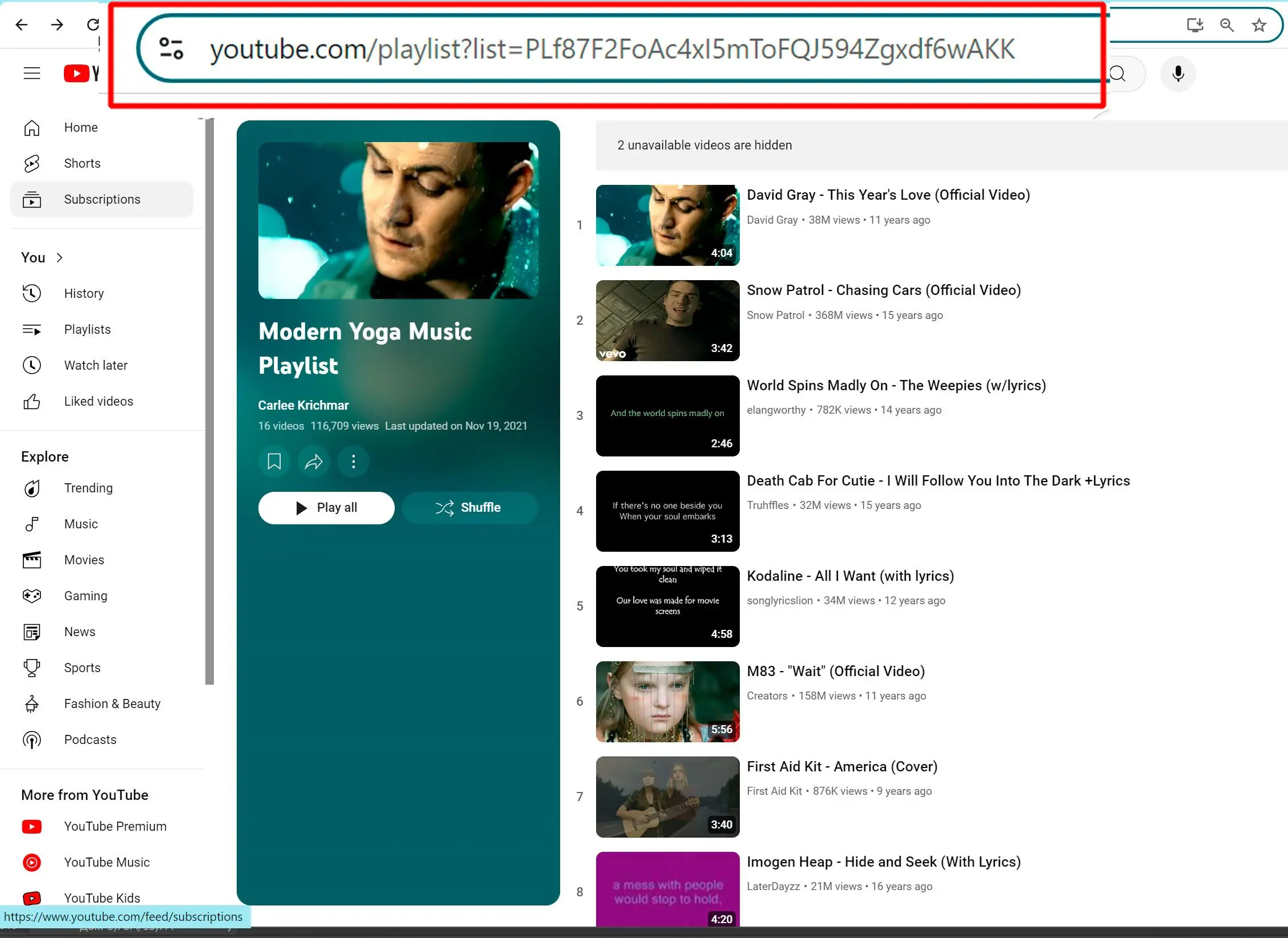 Skopiuj Adres URL Playlisty.