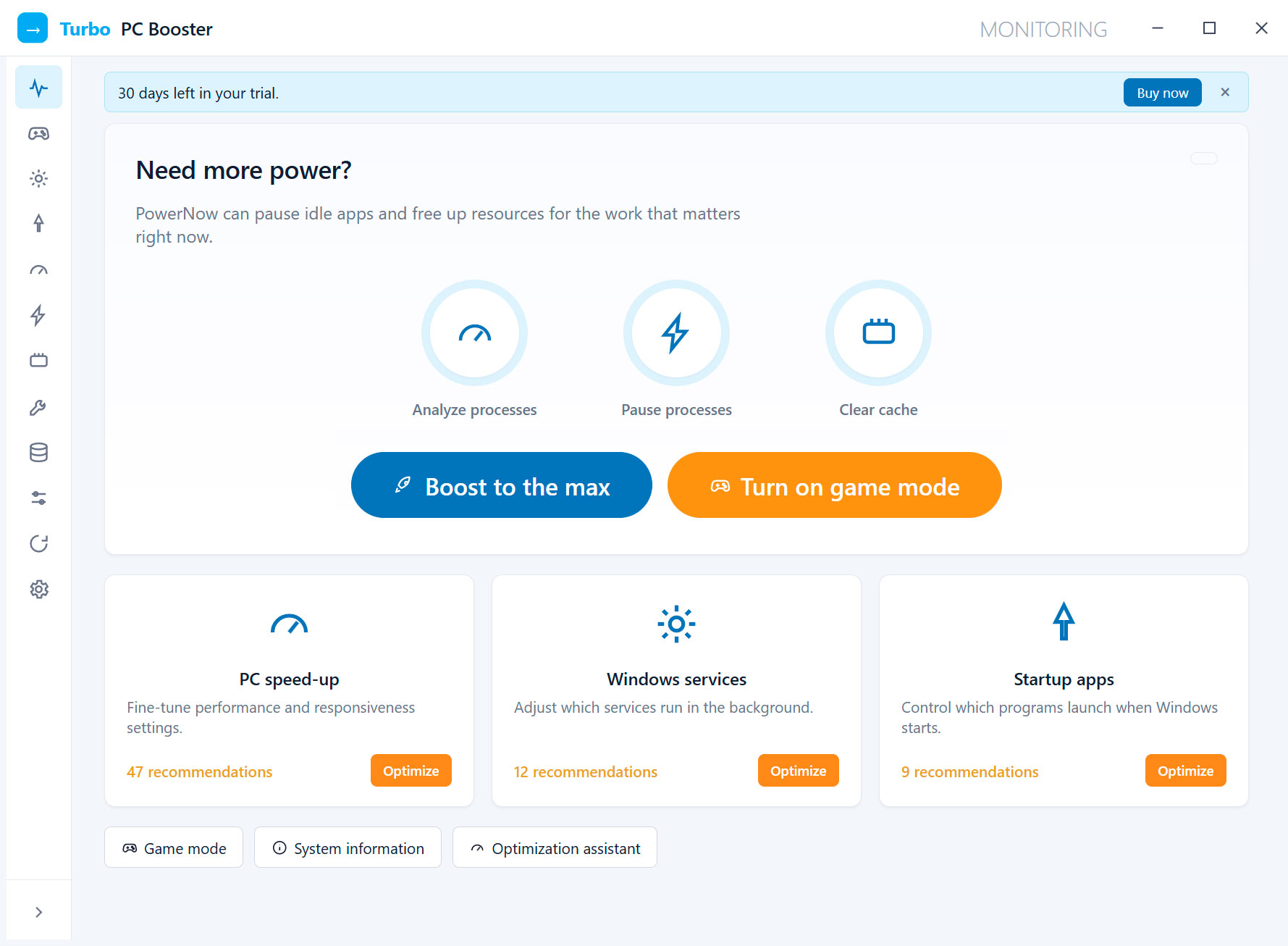 Turbo PC Optimizer Zrzut ekranu